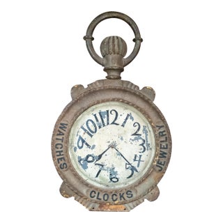 Early 20th Century Folk Art Advertising Clock Form Trade Sign For Sale