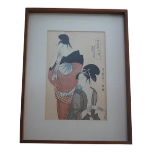 Vintage Kitagawa Utamaro Woodblock Print "Hour of the Horse"