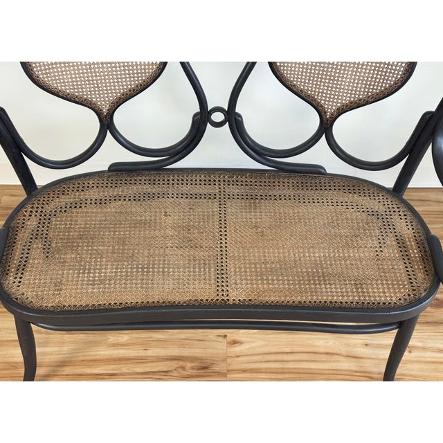 Vintage Bentwood Bench With Caned Seat For Sale - Image 9 of 15