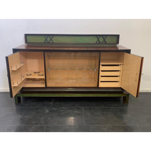 Brown Art Deco Rosewood Green Sideboard, 1930s For Sale - Image 8 of 11