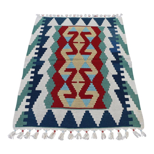 1960s Rustic Farmhouse Handmade Wool Kilim For Sale