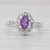 Silver 0.84ctw Oval Amethyst Diamond Halo Ring 14k White Gold Size 6.5 For Sale - Image 8 of 8