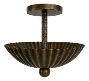 Vintage Brass Shell Pendant Chandelier, Handmade Scalloped Brass Ceiling Light, Mid Century Modern Semi Flush Mount, Art Deco Brass Fixture