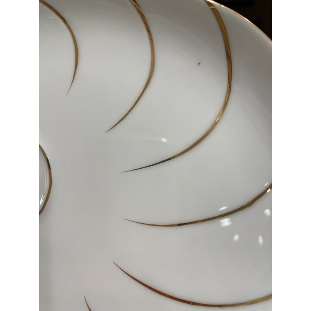 Unusual Tea Set With Dessert Plates - 8 Pieces - Vintage White Porcelain With Gold Spiral For Sale - Image 9 of 10