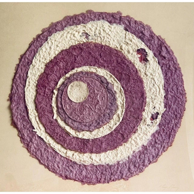 PALM BEACH ESTATE FIND! Original Cast Paper Monoprint Purple Mod Geometric Signed May Reisz circa 1970s 1980s. This is...