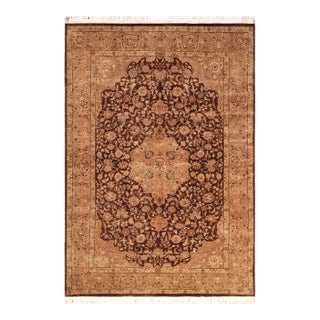 Medallion 1990's Pak-Persian Brown/Tan Wool Rug - 6'2'' X 9'4'' For Sale