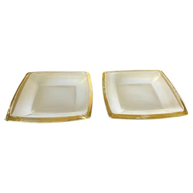 Gold Art Glass Ashtrays with Golden Border, France, 1970s, Set of 2 For Sale - Image 8 of 8