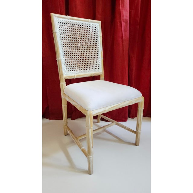 Chinoiserie Klismos & Faux Bamboo Distressed Finish Dining Chairs, 2 Klismos End Chairs, 6 Aubrey Side Chairs For Sale - Image 3 of 18
