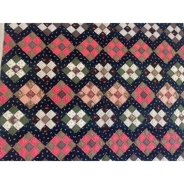 Textile 19th C Postage Stamp Crib Quilt- Mounted For Sale - Image 7 of 8