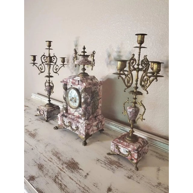 Metal 19th Century Parisian Mantel Set - 3 Pieces For Sale - Image 7 of 11