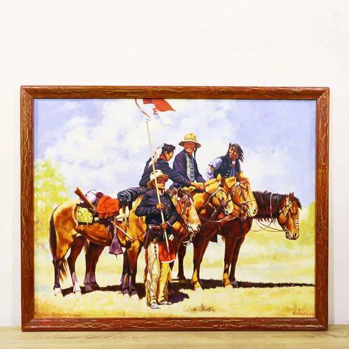 Oil Painting on Canvas of Indian Scouts Army Regulations by Reinhold, 2000s, Canvas For Sale - Image 8 of 8