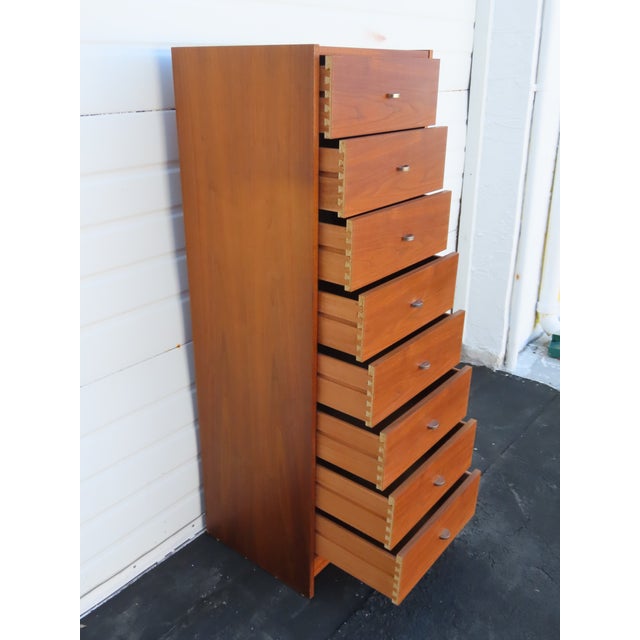 Late 20th Century Mid Century Danish Modern Tall Narrow Lingerie Jewelry Chest 6628 For Sale - Image 5 of 15
