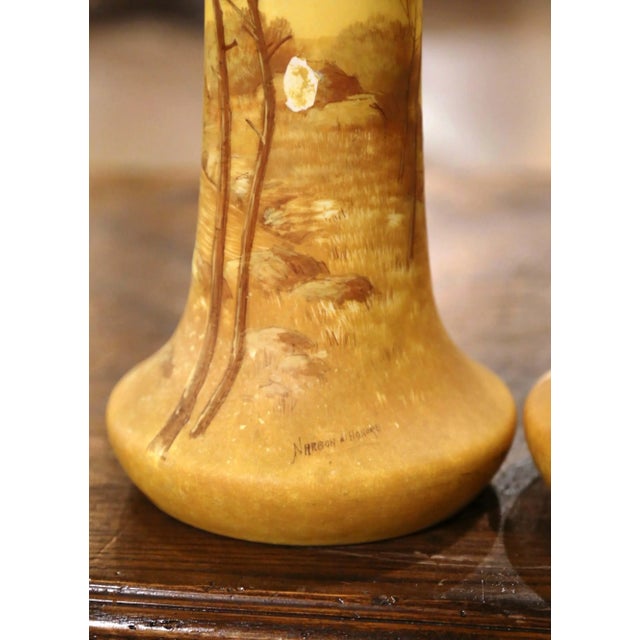 Pair of 19th Century French Vallauris Enamel Vases Signed Delphin Massier For Sale - Image 4 of 13