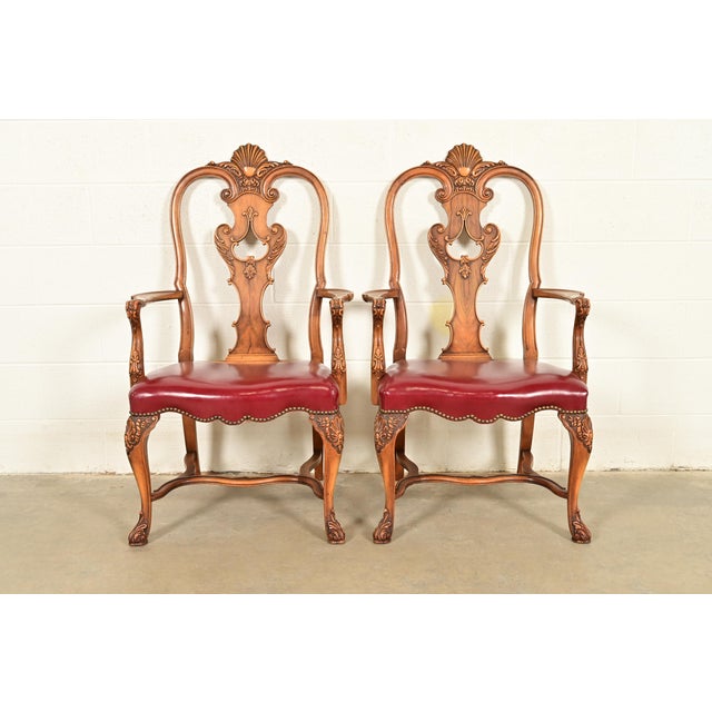 Berkey & Gay Antique Georgian Burled Walnut Armchairs, Pair For Sale - Image 15 of 15