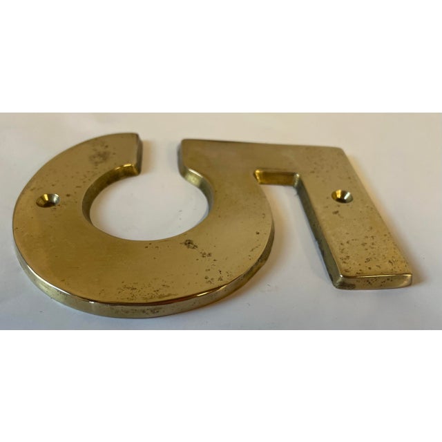 Mid 20th Century Vintage Brass 5” House Number 5 For Sale - Image 5 of 5
