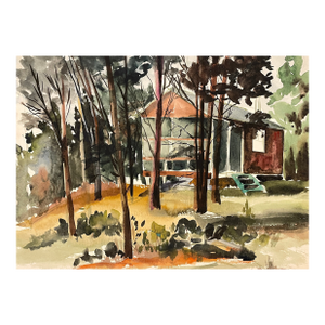 1950s Elizabeth Slater Forest Landscape Painting