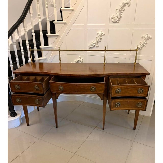 1900 - 1909 Antique Edwardian Figured Mahogany Serpentine Sideboard, 1900 For Sale - Image 5 of 15