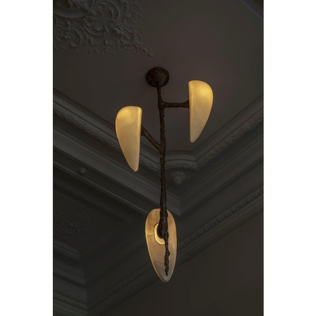 Hand-Sculpted Cast Bronze Hanging Lamp by William Guillon For Sale - Image 18 of 18
