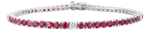 Modern 14k White Gold Ruby Diamond Bracelet for Mom