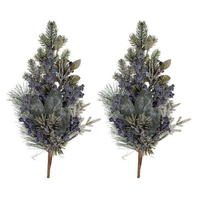 Rustic FrostedBlueberry Pine Spray (Set of 2) For Sale - Image 3 of 3