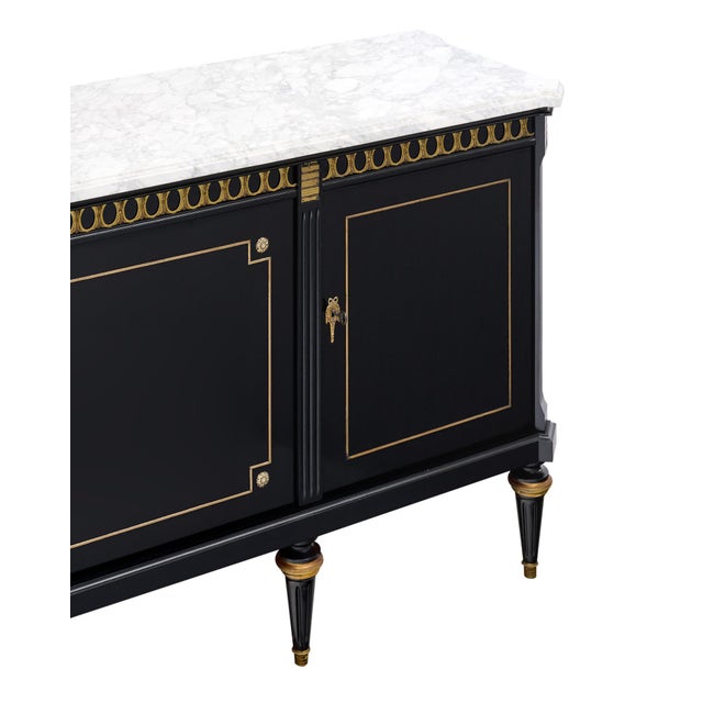 Wood Grande Louis XVI Ebonized Buffet, French Antique, Circa 1920 For Sale - Image 7 of 9