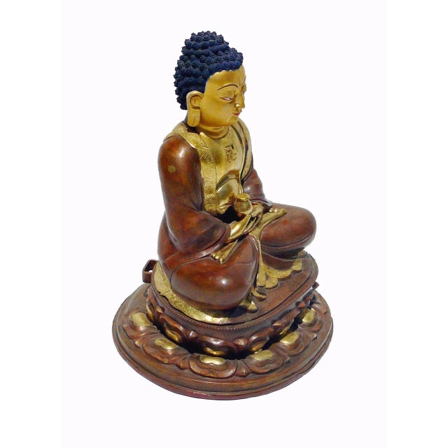 1990s Serene Seated Gilt-Bronze Figure Amitabha Statue For Sale - Image 5 of 6