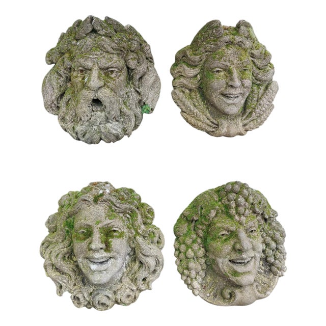 Unknown, Masks, Venice, 19th Century, Vicenza Stone, Set of 4 For Sale