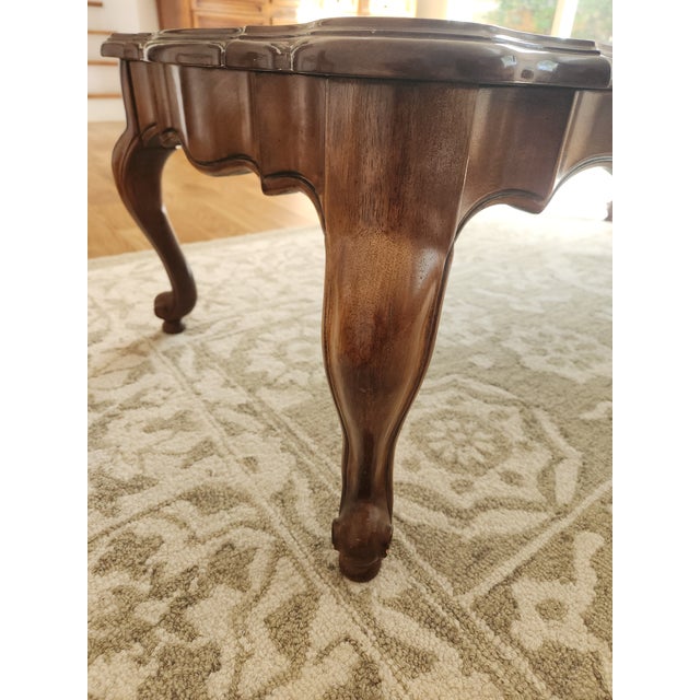 Mid 20th Century Mid 20th Century French Provincial Style Coffe Table W/ Inlay Parquet Tabletop For Sale - Image 5 of 8