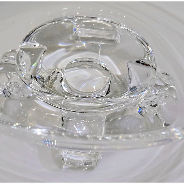 Mid 20th Century Vintage Steuben Signed Clear Crystal Footed Centerpiece Bowl For Sale - Image 5 of 9