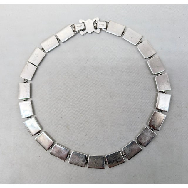 Vintage Signed Monet "Maharani" Rhodium Plated Rope Texture Collar Necklace For Sale - Image 11 of 11