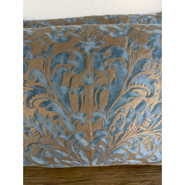 Pair of Custom Fortuny Textile Pillows With Velvet Backs For Sale - Image 10 of 10