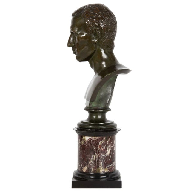 Grand Tour Italian Grand Tour Antique Bronze Sculpture, Bust of Julius Caesar For Sale - Image 3 of 12