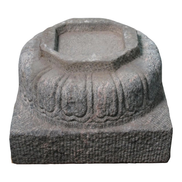Antique Chinese Hand Carved Stone Pedestal For Sale