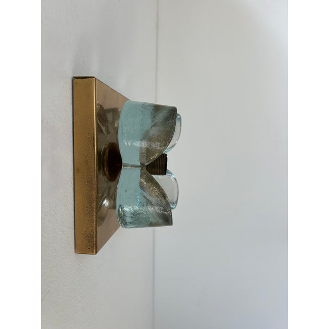 Brass and Glass Floral Motif Wall Sconces, Germany, 1970s, Set of 2 For Sale - Image 4 of 8