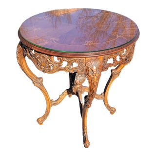 Louis Xvi French Court Galleries by Tonk Carved Mahogany and Marquetry Center Table For Sale