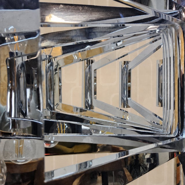 Metal Large Vintage Italian Space Age Chandelier in Chrome by Gaetano Sciolari, 1970s For Sale - Image 7 of 18