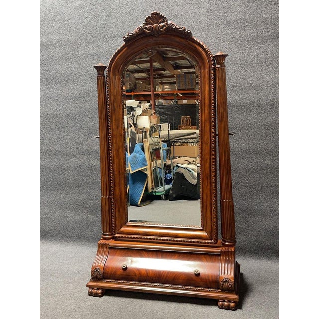 Mahogany Full Size Floor Mirror For Sale - Image 4 of 10