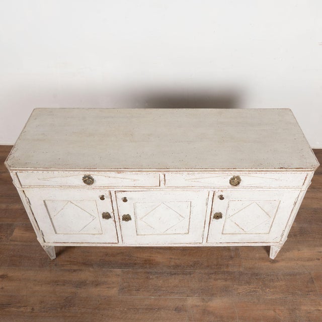 19th Century White Swedish Gustavian Style Sideboard Buffet For Sale - Image 4 of 15
