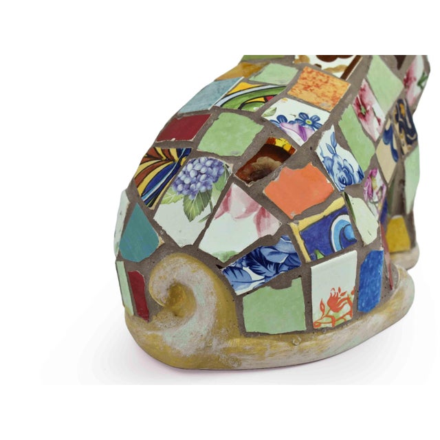 Handcrafted Multicore Reclaimed Ceramic Pieces Mosaic Pig Garden Outdoor Figurine For Sale - Image 11 of 12