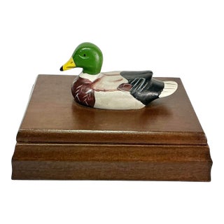 1982 Vintage Arts & Crafts Adirondack Rustic Duck Playing Card Box - 2 Decks Included. For Sale