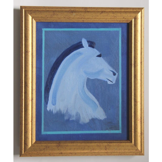 Horse Portrait Green Minimalism Abstract Art Deco Original Oil Painting Cleo Plowden For Sale - Image 6 of 7