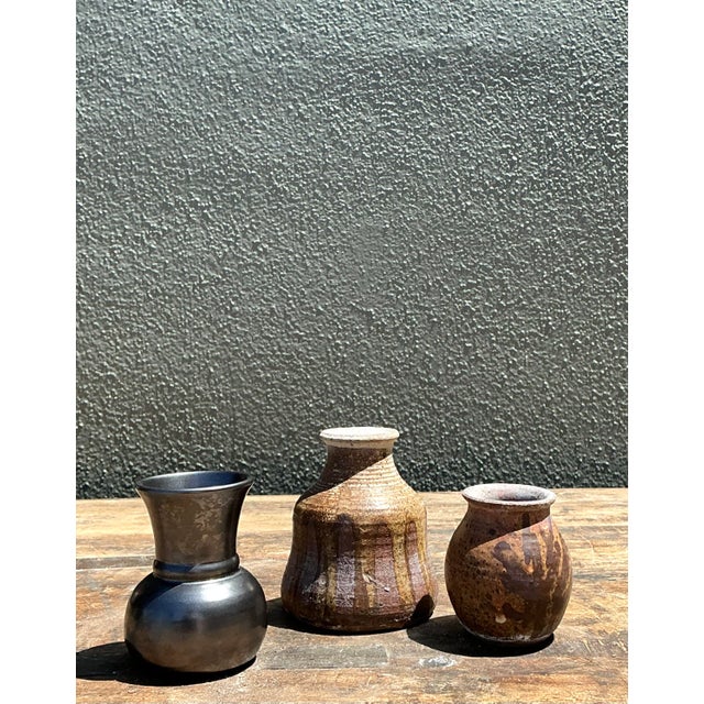 Vintage Original Studio a Pottery Trio of Small Vases For Sale - Image 4 of 12