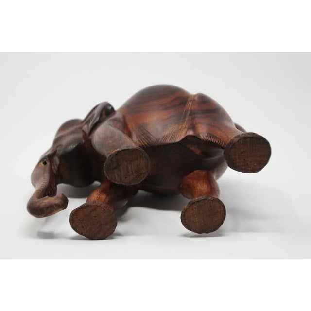 African Wood Hand Carved Elephant For Sale - Image 10 of 11