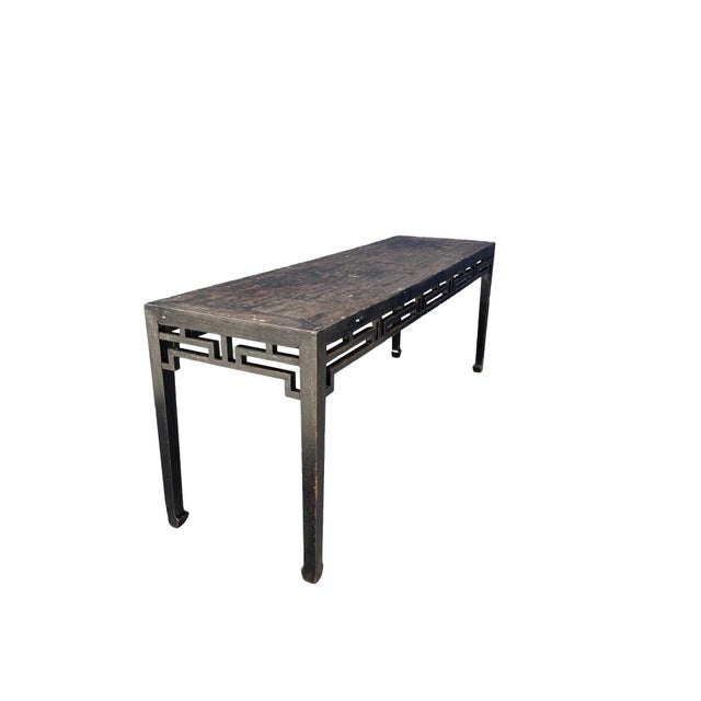 Black 19th Century Chinese Elmwood Console Table For Sale - Image 8 of 12
