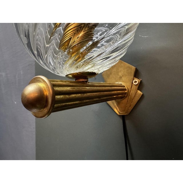 Murano Glass and Brass Sconces, 1960s, Set of 2 For Sale - Image 4 of 9