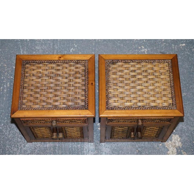 Vintage Rattan Bedside Tables with Drawer, Set of 2 For Sale - Image 11 of 15