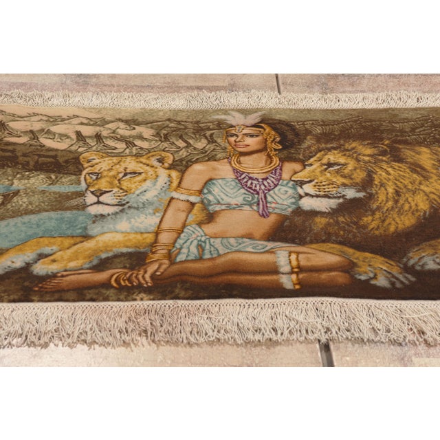 Vintage Persian Pictorial Tabriz Rug, 03'00 X 02'04 For Sale - Image 9 of 10