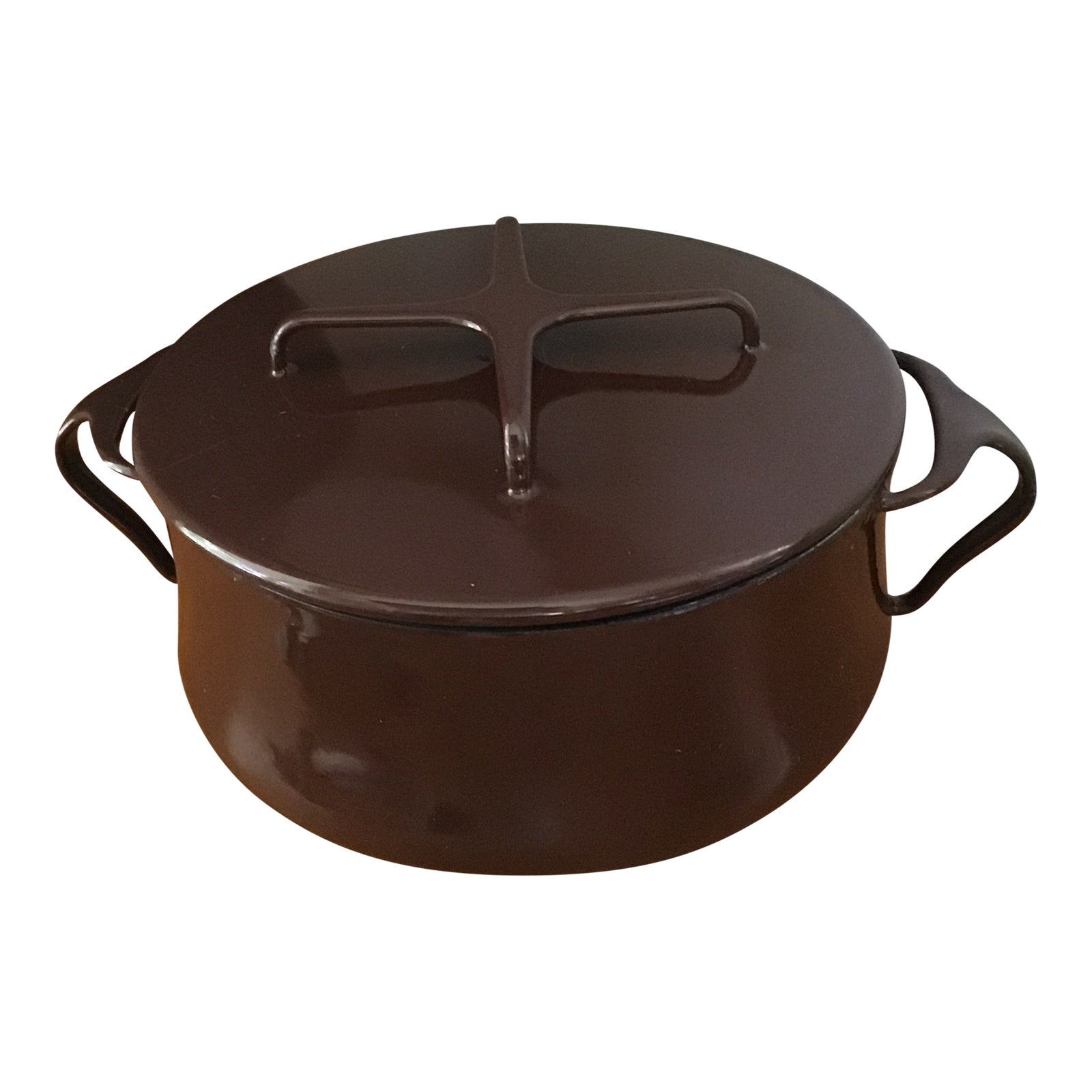 Vintage Dansk Kobenstyle Enamelware Dutch Oven in Brown Chairish