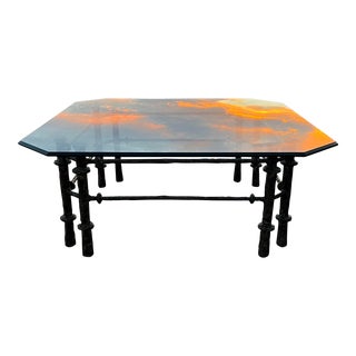 Coffee Table After Giacometti in Patinated Bronze For Sale