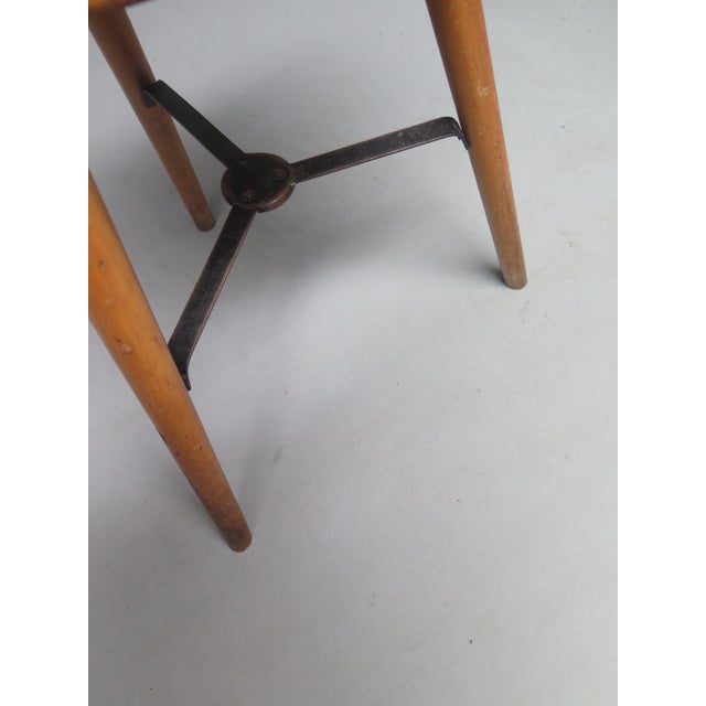 Tall Wooden 3-Legged Stool, 1950s For Sale - Image 6 of 7